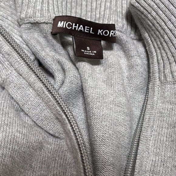 Michael Kors Gray Lightweight Cotton Half Zip Pullover Sweater - Picture 9 of 12